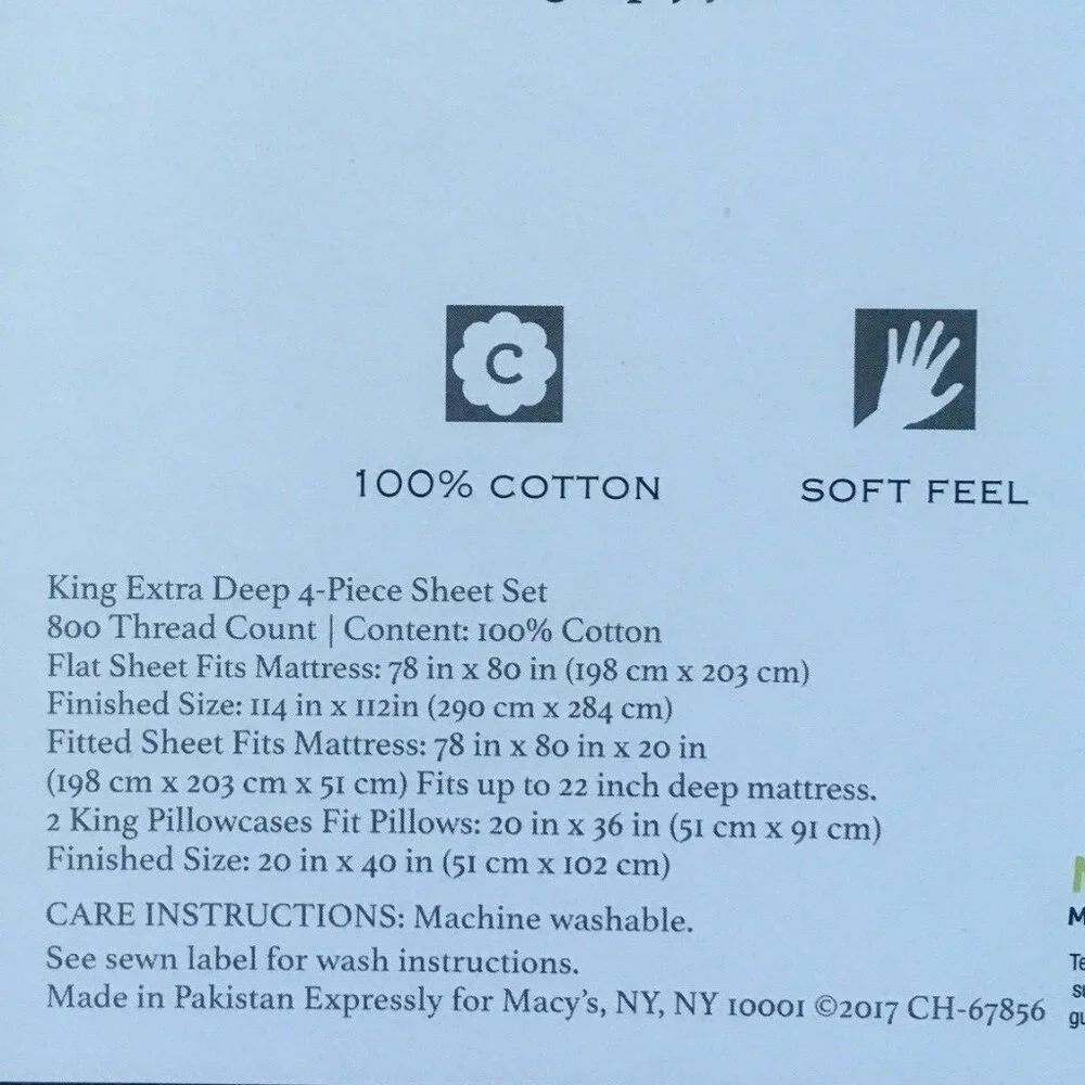 brand new Charter Club Sleep Luxe 800 TC 100% Cotton KING EXTRA DEEP Sheet Set